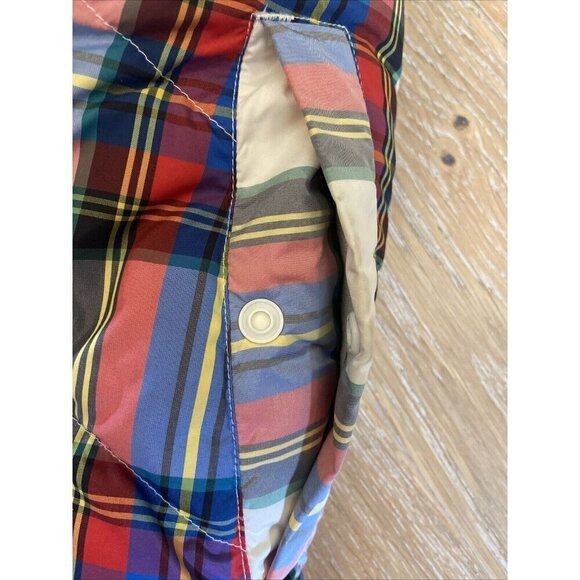 Lands' End White Red Blue Plaid Full Zip Puffer Vest Women's Size Large L 14/16 - Picture 6 of 6